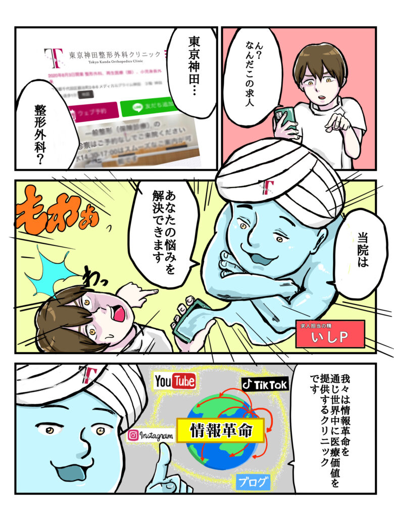 東京神田整形外科クリニックの求人広告漫画